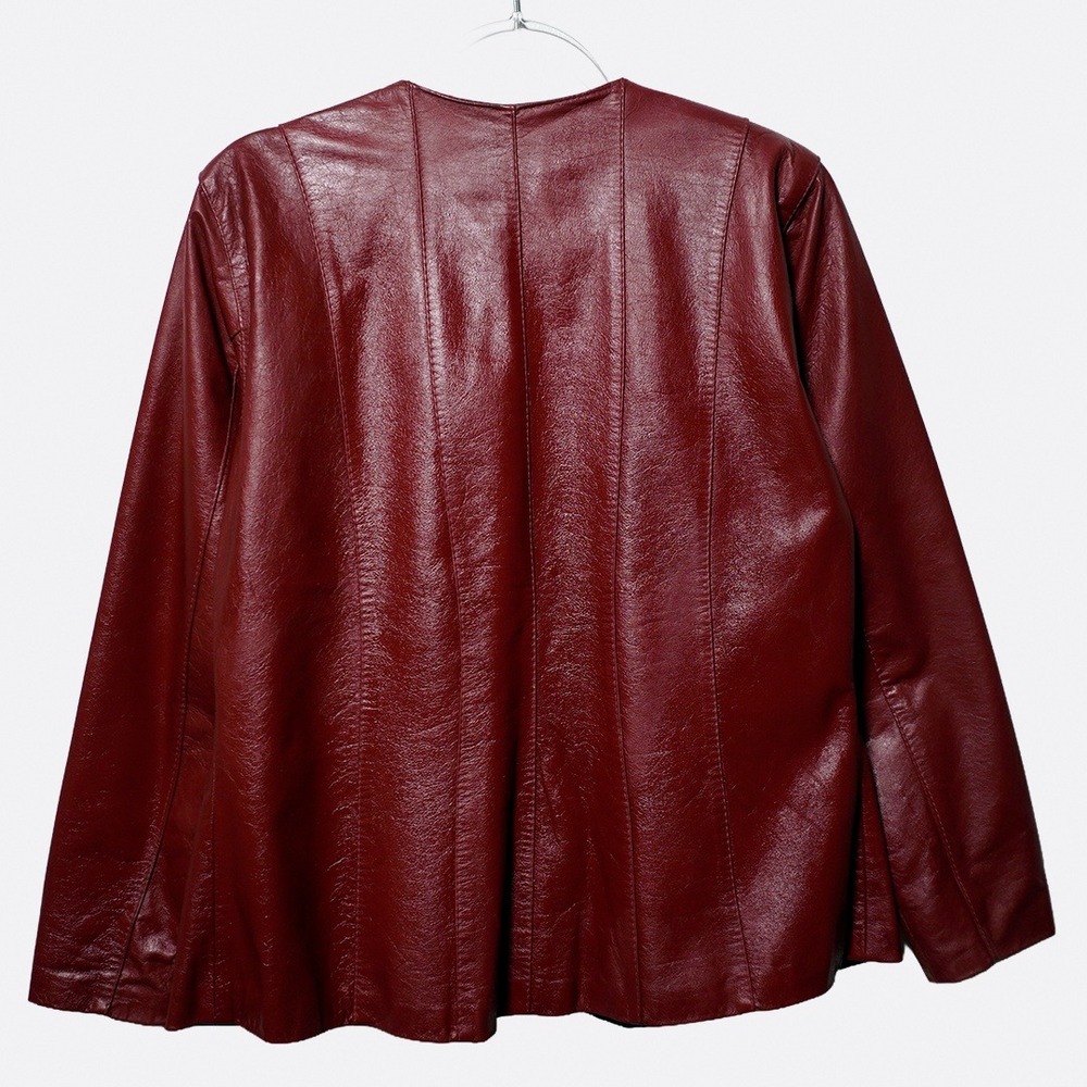 Dark Burgundy Brazilian Bovine Leather Scuba Jacket Minimalist Plus 1X XL - Picture 3 of 6
